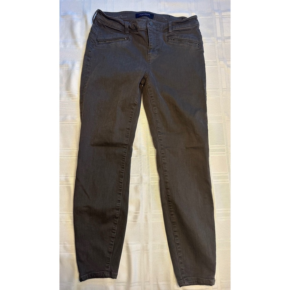 Liverpool Pants Women 10 Olive The Ankle Skinny XM2131QY Zipper Hem Mid Rise